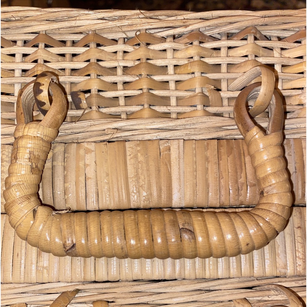 Vintage Picnic Basket Woven Rattan Wicker Lid Hinge Closure Countrycore - Picture 11 of 11